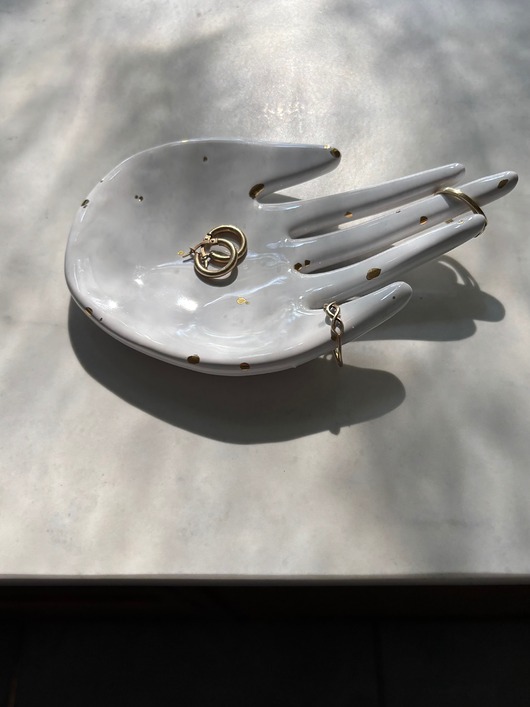 pojemniki na biżuterię Ceramiczna Łapka Handmade na Pierścionki w Złote Ciapki