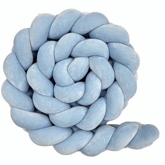 akcesoria do łóżeczek Ochraniacz warkocz welur baby blue 360cm PZ