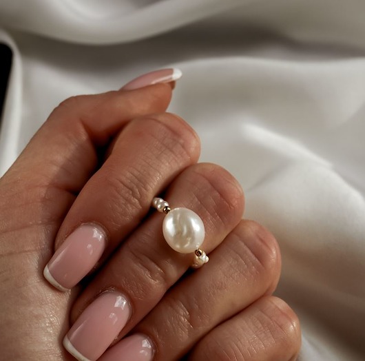 Pierścionek Lucia z pereł naturalnych MEIKA PEARLS