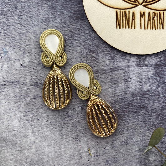 kolczyki soutache goldi - kolczyki sutasz