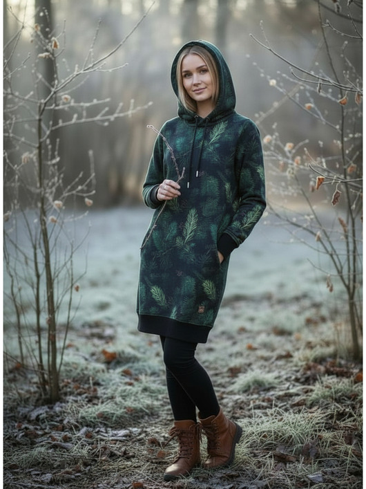 sukienki midi damskie Dresowa sukienka z kapturem / długa bluza Ahankara Rozmiar M