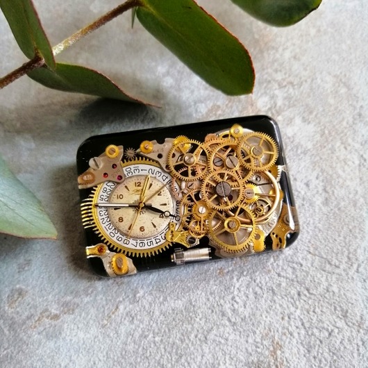 Lost In Time II - broszka steampunk - UNIKAT DROBINY CZASU