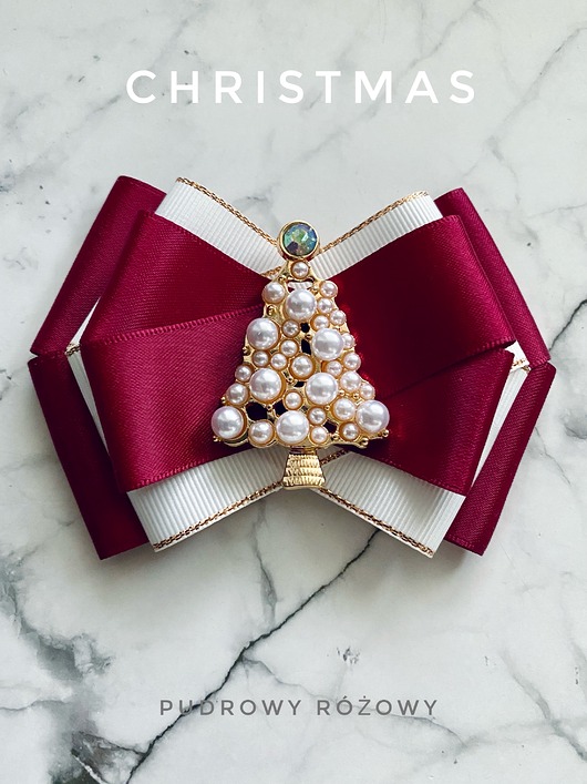 broszki Brosza z Choinką z perłami  Mikołajki Święta