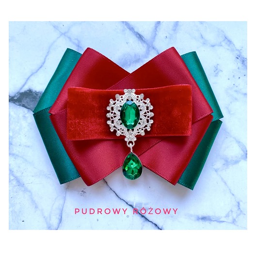 broszki Świąteczna Brosza z zielonym kryształem  NEW Mikołajki