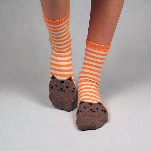 Skarpetki w paseczki. Pasiaste kociaki - żółte CandySox