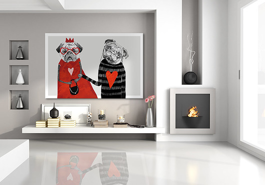 OBRAZ NA PŁÓTNIE -  120x80cm LOVE MOPS LUdesign gallery