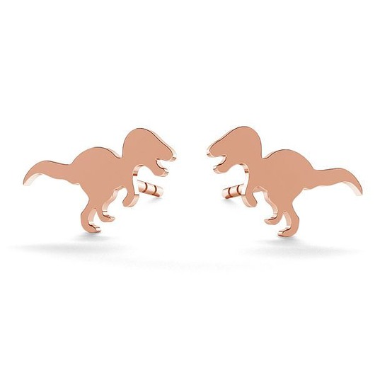 kolczyki pozłacane Kolczyki DINOZAURY T- REX - różowe złoto