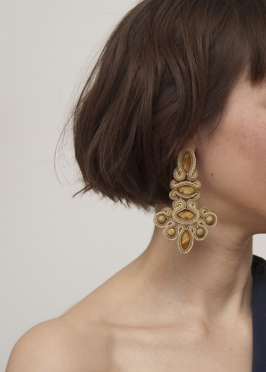 kolczyki soutache Bardzo duże złote kolczyki - barokowe złoto