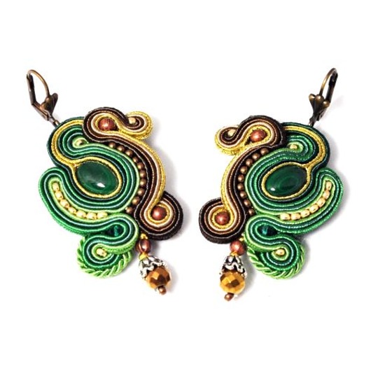 kolczyki soutache Sutaszowe kolczyki MALACHITY