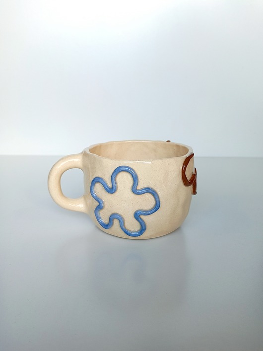 kubki Ceramiczny ręcznie robiony kubek w kwiatki