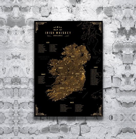 plakaty WHISKEY Irlandia  plakat mapa grafika