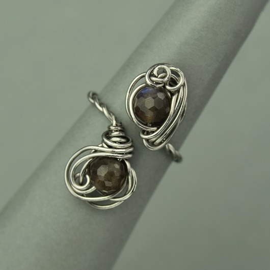 pierścionki - różne Pierścionek regulowany labradoryt wire wrapping