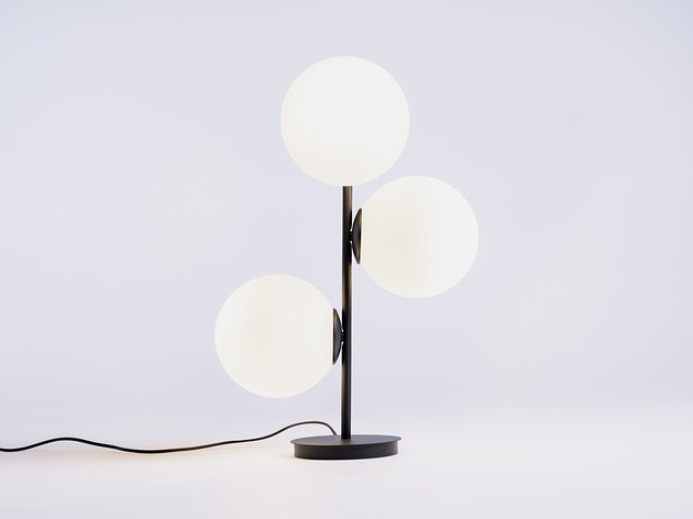 lampy stołowe Lampa stołowa BOBLER 3 klosze szklane mleczne