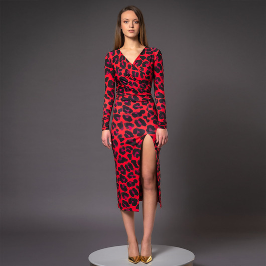 sukienki midi damskie Dopasowana wielofunkcyjna sukienka z rozporkiem - Marika Solar Tropic