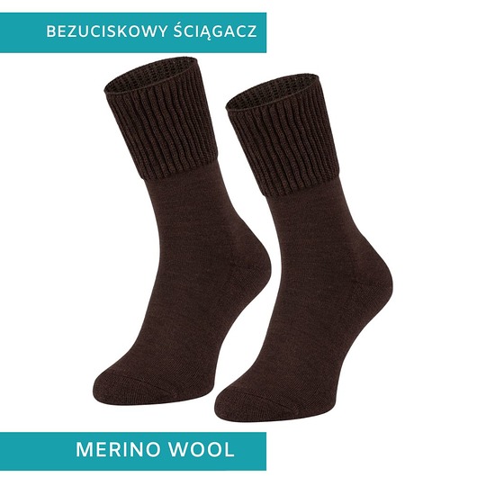 skarpetki damskie Bezuciskowe skarpety z MERINO WOOL brązowe