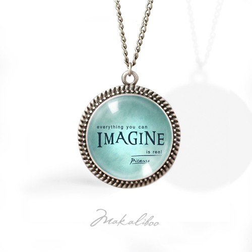 Imagine picasso -turkusowy- medalion gold Makaliboo