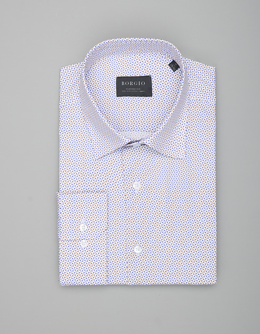 koszule męskie Wzorzysta koszula męska 00353 dł rękaw biały classic