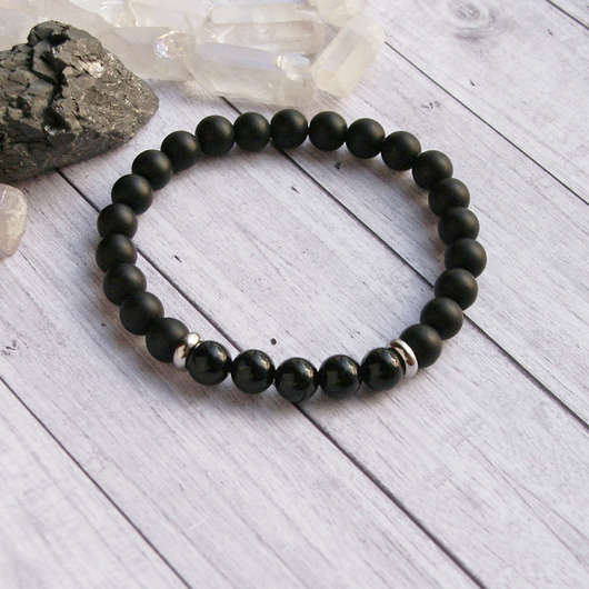 biżuteria męska Onyks mat, błysk : męska bransoletka