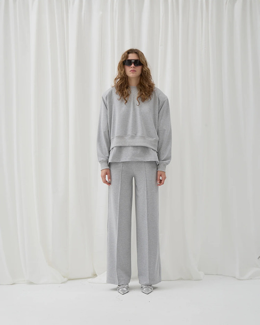 bluza bez kaptura damska Bluza Described z bawełny poduchy light grey
