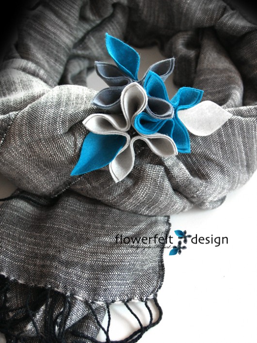 szarości z turkusem   FlowerFelt Design