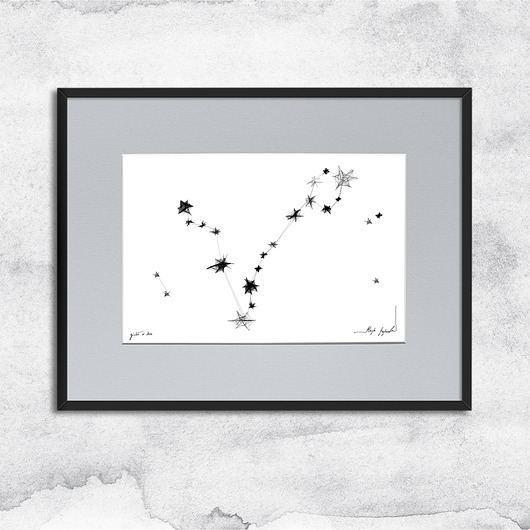 grafiki i ilustracje Oprawiona grafika zodiak Ryby