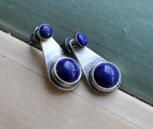 Srebrne kolczyki Lapis Lazuli MARIAELA