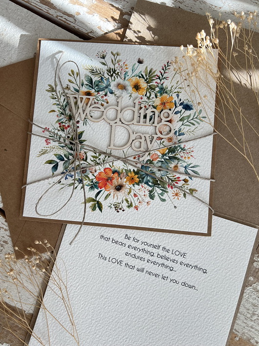 zaproszenia i kartki na ślub Kartka ślubna na ślub po angielsku - Wedding Day z życzeniami