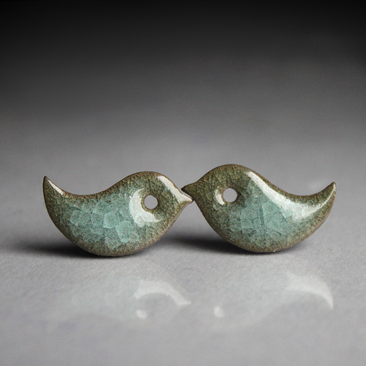 kolczyki ceramiczne Ptaszki Algowe /stal chirurgiczna/