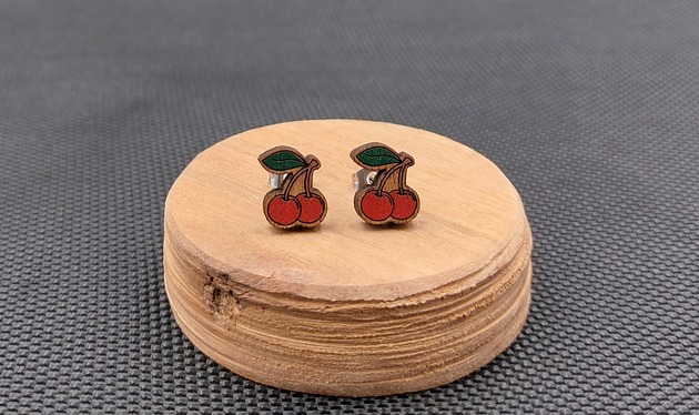 kolczyki drewniane Kolczyki drewniane WISIENKI