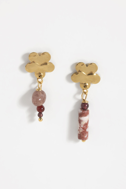 kolczyki z kamieniami Złote Kolczyki Kwiatki z Kamieniami Naturalnymi