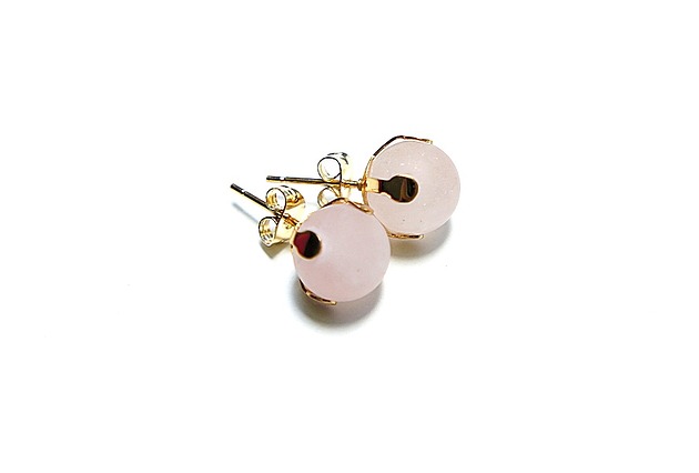 kolczyki z kamieniami Dots - kwarc pink /alloys collection/ - sztyfty