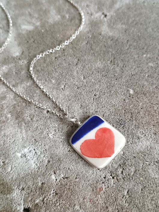 wisiory Naszyjnik Bolesławiec serduszko