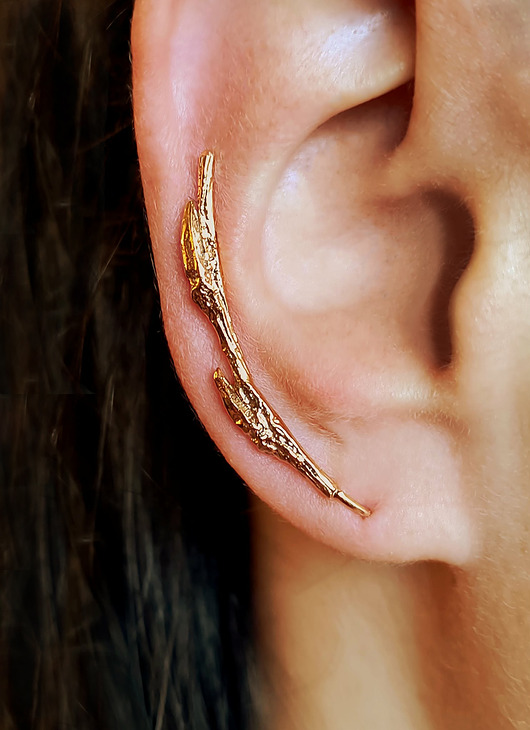 nausznice Kolczyk- nausznica GAŁĄZKA Gold prawe ucho