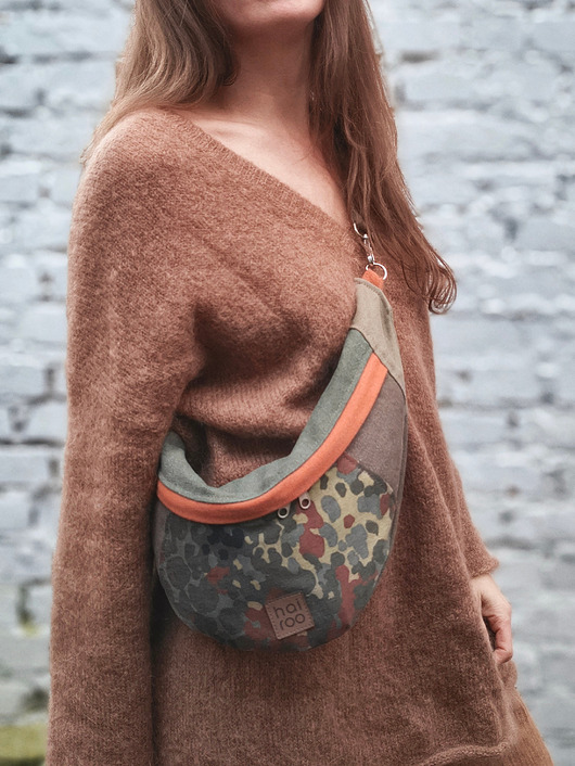 saszetka nerka SALE Nerka "Haru"brązowa zielona moro zero waste