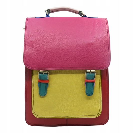 plecaki Plecak skórzany damski torebka 2w1 elegancki pojemny mieści A4 OLIVKA