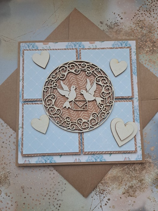 zaproszenia i kartki na ślub Kartka ślubna z gołąbkami