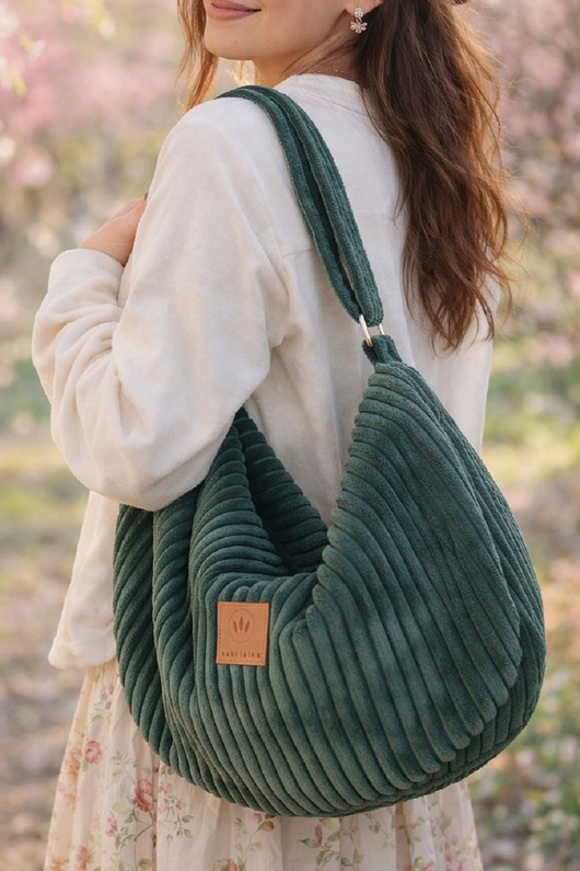 torby na ramię Sztruksowa torba hobo Zielona