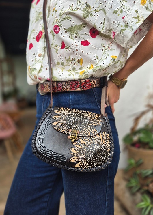 torby na ramię Torebka skórzana ręcznie robiona Girasol