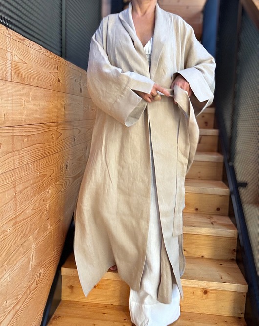 ubrania różne Długie lniane kimono