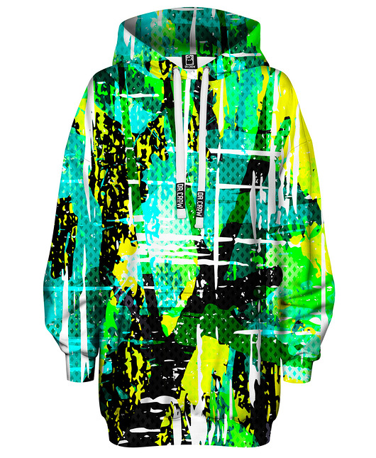 bluza z kapturem damska Bluza Oversize Tunika DR.CROW Greasy Lime