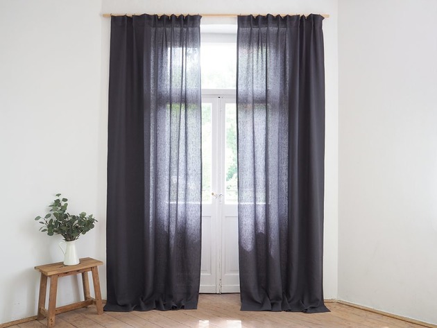 Zasłona z TAŚMĄ  CHARCOAL so linen!