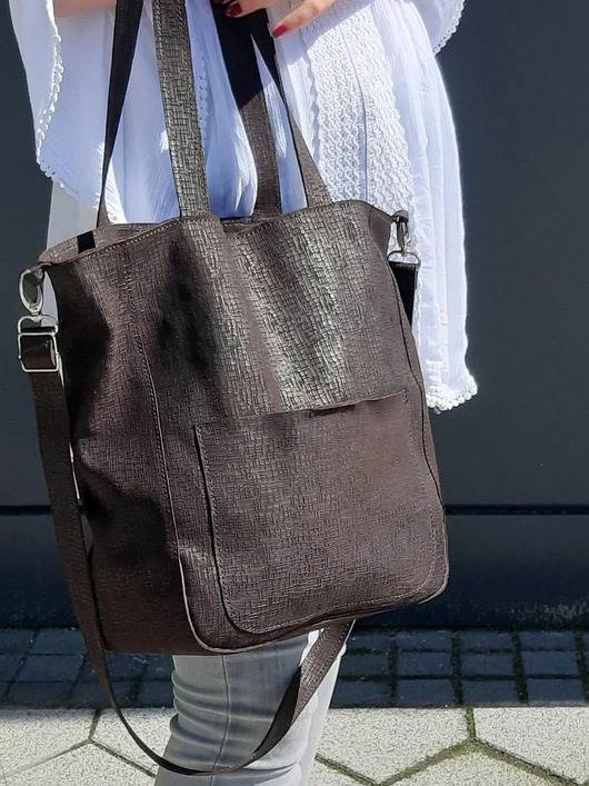 torby i nerki męskie Brązowa czekoladowa skórzana torebka na ramię