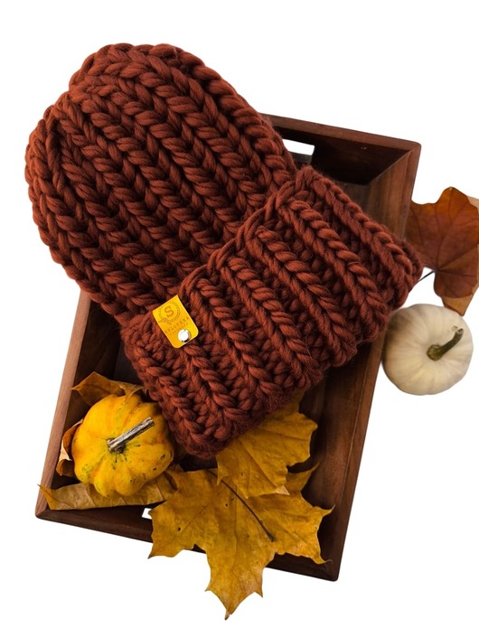 czapki damskie Wełniana czapka zimowa peruvian WOOLY rudy brąz