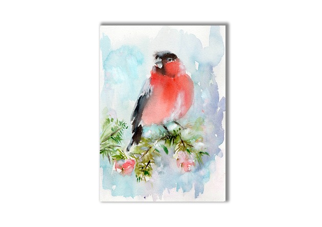 grafiki i ilustracje Gil. Zima. Akwarela ręcznie malowana