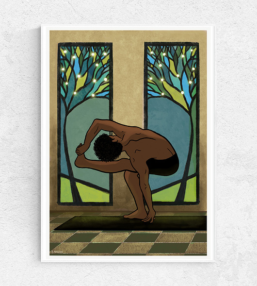 grafiki i ilustracje Plakat Joga - Równowaga - Joga po męsku