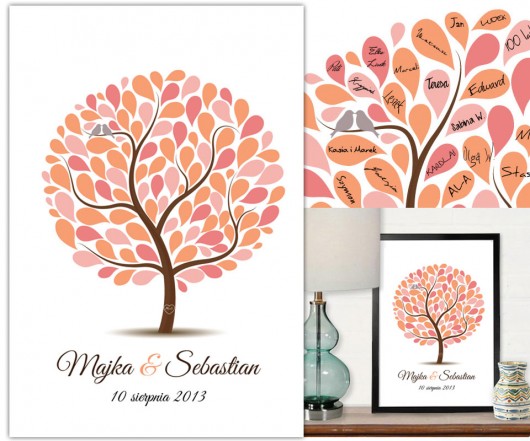 Ślub - inne 50x70cm Nowość Kolorowe Drzewo Wpisów Gości !