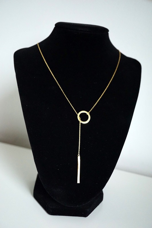 Pozłacany naszyjnik krawatka z kółkiem VENA Jewellery