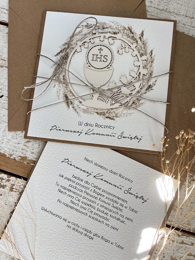 kartki na komunię Kartka ręcznie robiona z okazji rocznicy komunii świętej - odnowienie przyrze