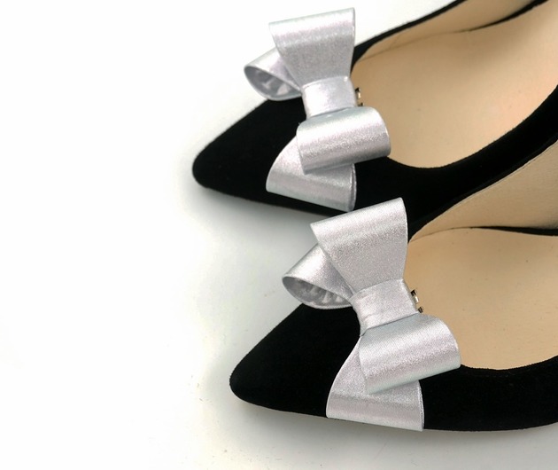 Klipsy do butów Kokardki 3D Lovely - Silver Coquet
