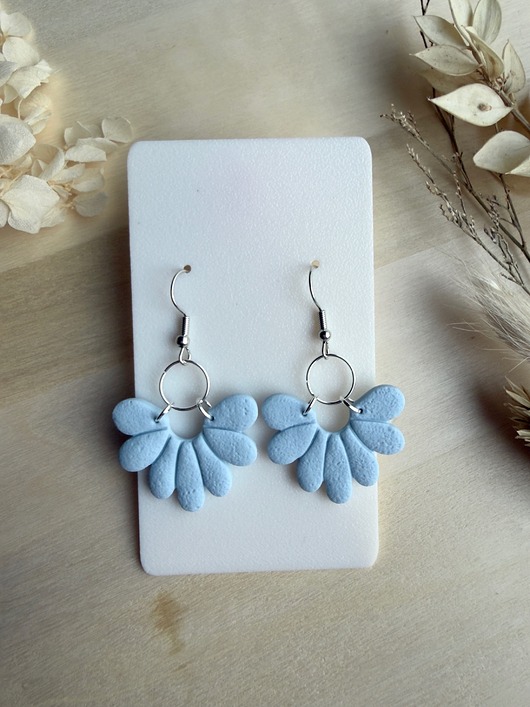 kolczyki z masy plastycznej Kolczyki Wachlarz - błękitne LIMITED